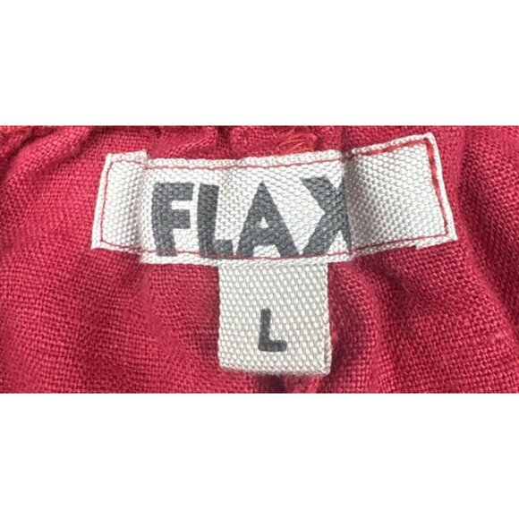 FLAX Women’s Red Linen Lagenlook Elastic Waist High Rise Pull On Pants Sz L - Picture 5 of 11